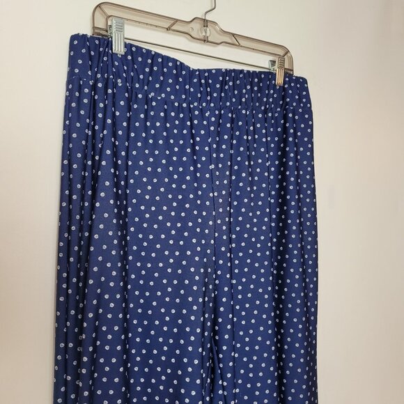 New Directions Womens Blue Paisley Border Print Wide-Leg Pants L Polyester/Spand - Picture 3 of 9